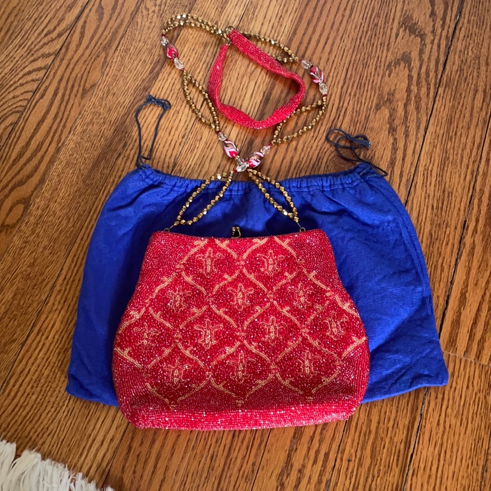 Walborg vintage beaded stunning red bag